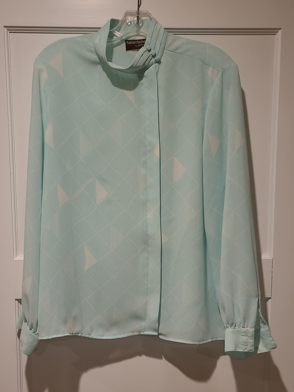 Haberdashery Mint Geometric Button-Down Blouse